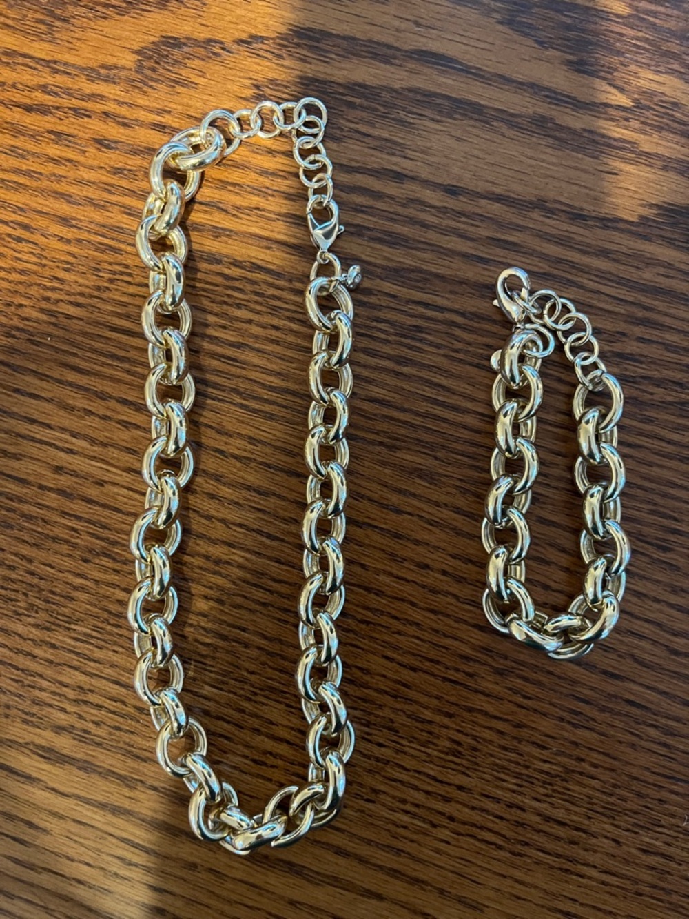 J. Crew Factory Polished Gold-Tone Link Necklace & Bracelet Set